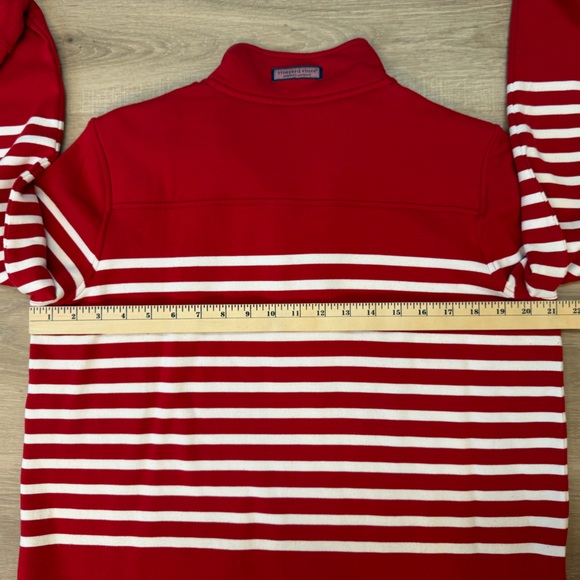 Vineyard Vines Pullover 1/4 Red Striped Relaxed Shep Shirt Soft Preppy Sz Medium - Picture 8 of 12